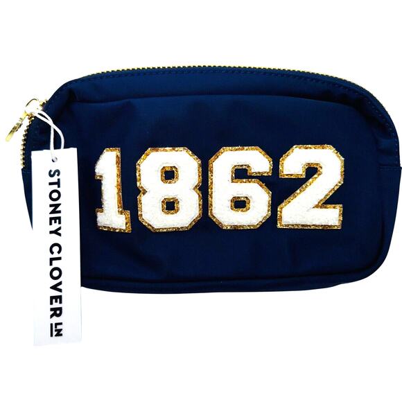 NEW Stoney Clover Lane Sapphire Blue Small Pouch 1862 9x5 Cosmetics Toiletry Bag - Picture 1 of 8